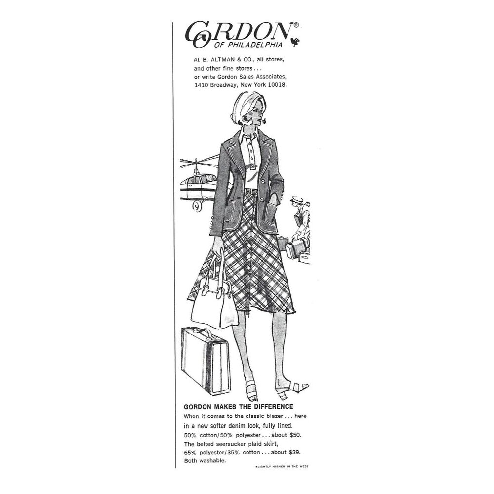Gordon Of Philadelphia Womens Classic Blazer Plaid Skirt Fashion Print AD 1970s